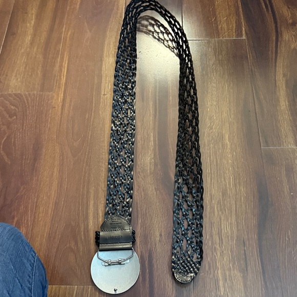 Lane Bryant Braided Genuine Bonded  Leather Silver Metal Belt Size 26/28 or 4X - Picture 3 of 10